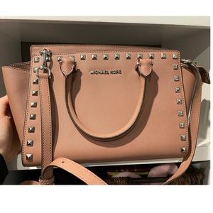 Michael Kors Selma Stud Zip Satchel Dusty Rose